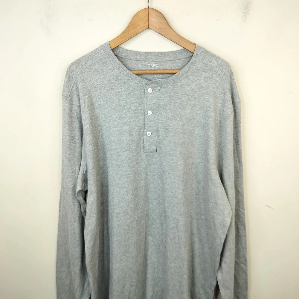 J.Crew Henley Shirt Mens XXL NWT Long Sleeve Cotton Casual Gray J8214